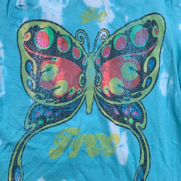 NWT reverse tie dye blue s/s be free butterfly tee - Picture 7 of 16